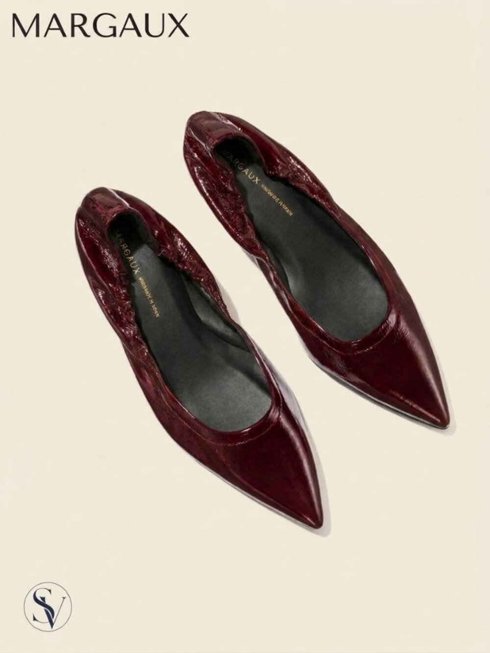 BNIB Margaux The Roma 40 Merlot Crinkle Patent Heels EU 38.5 W / US 8.5 W